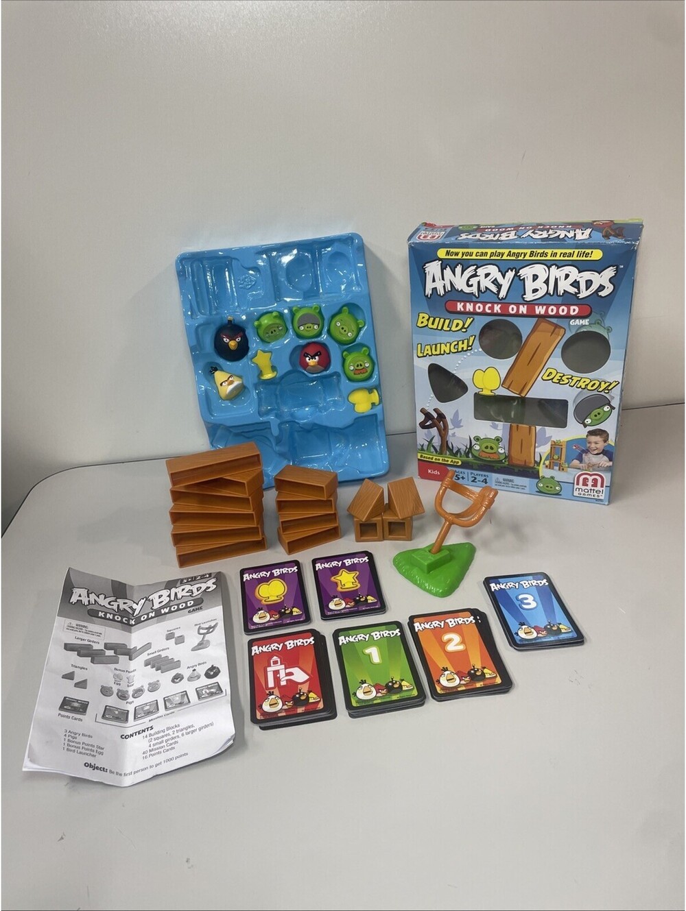 Angry Birds Knock on Wood Game COMPLETE Mattel 2010 Strategy Pigs Kids